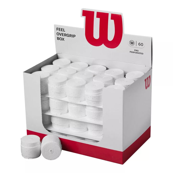 Wilson Pro Perforated Overgrip Box – Wit | 60 Stuks