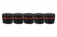 Five black Bullpadel grip tape stacks side by side
