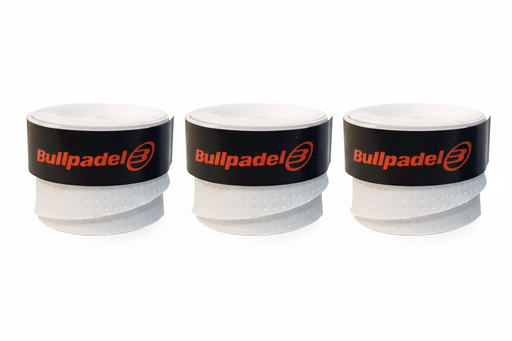 Three Bullpadel grip tape stacks side by side